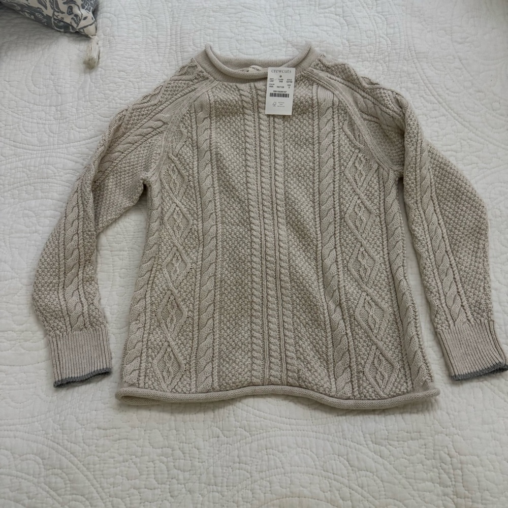 Crewcuts Cream Cable Knit Sweater Small